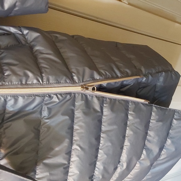 Venus long Metallic Puffer Coat Slate blue/grey - Picture 4 of 8